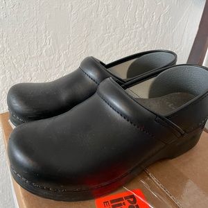 Dansko Black Leather Work Clog